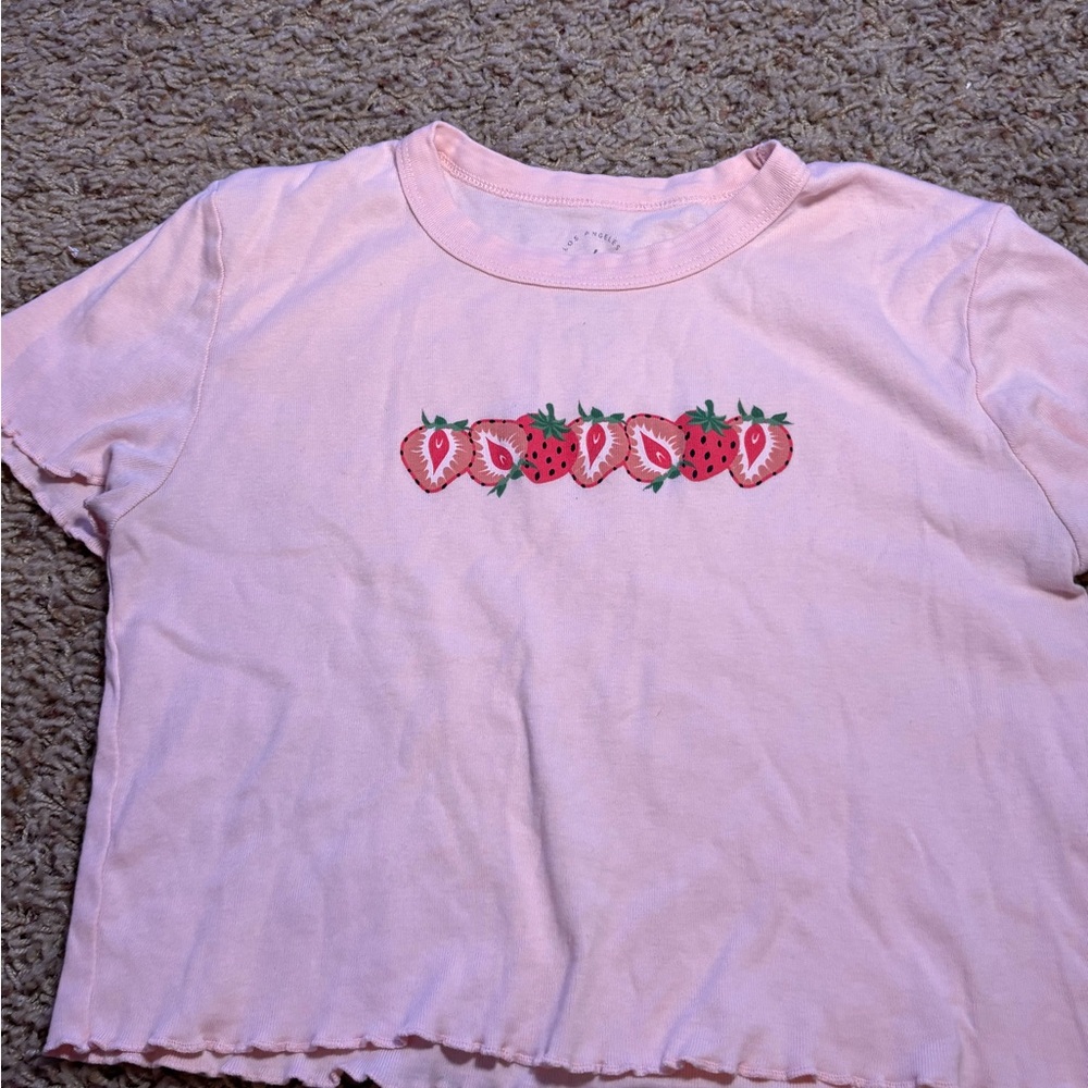 PacSun Light Pink Strawberry Print Crop Top